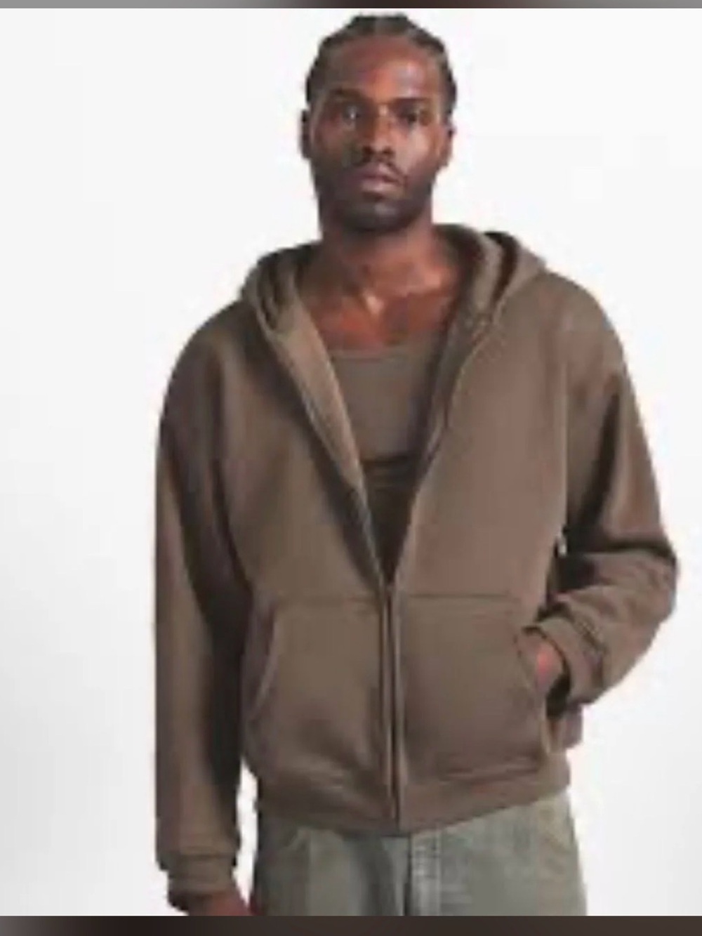 SKIMS NWT mens Fleece Lounge hoodie in driftwood Lg HTF color $98retail